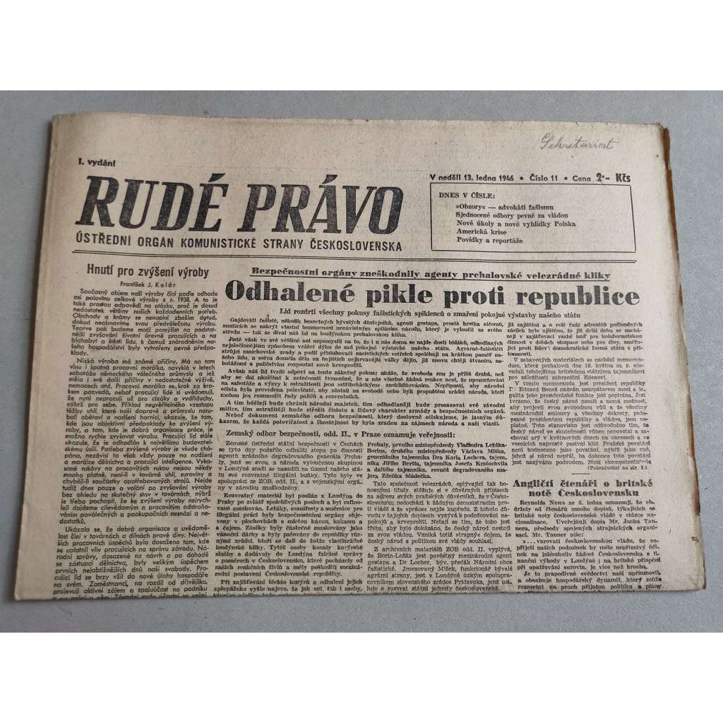 Rudé právo (13.1.1946) - staré noviny