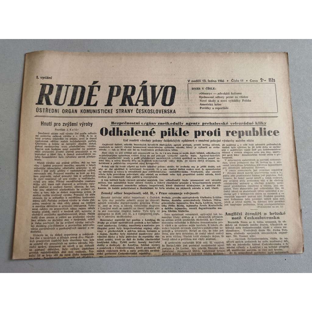Rudé právo (13.1.1946) - staré noviny