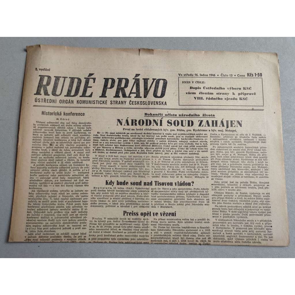 Rudé právo (16.1.1946) - staré noviny