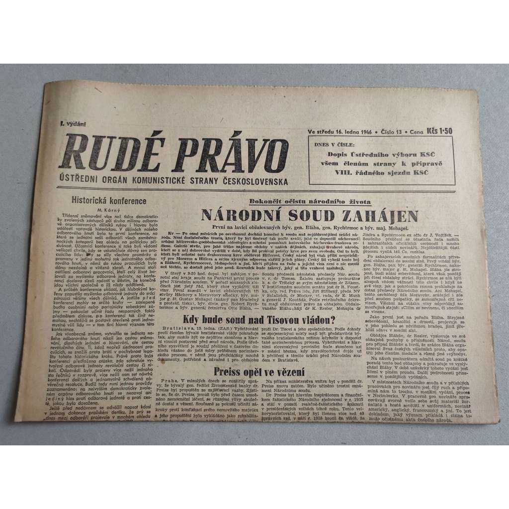 Rudé právo (16.1.1946) - staré noviny