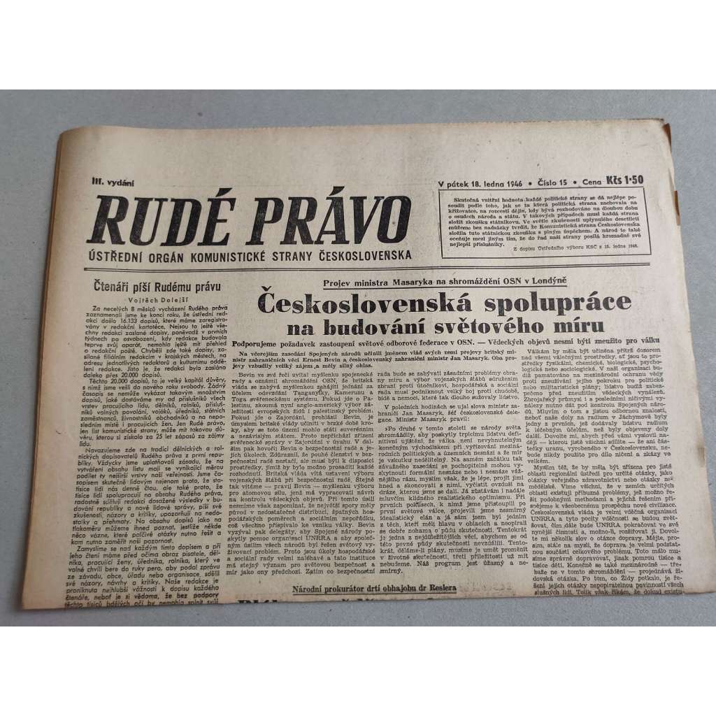 Rudé právo (18.1.1946) - staré noviny