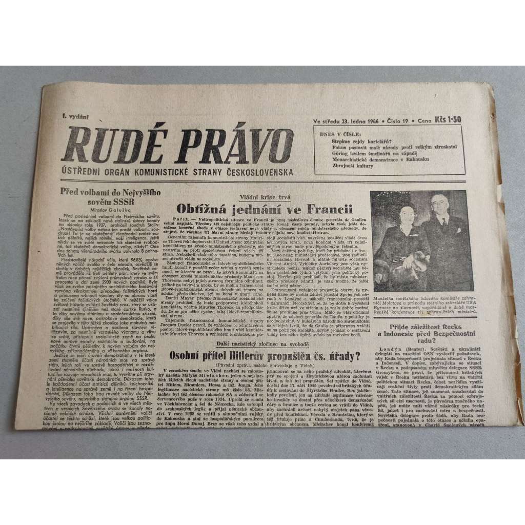 Rudé právo (23.1.1946) - staré noviny