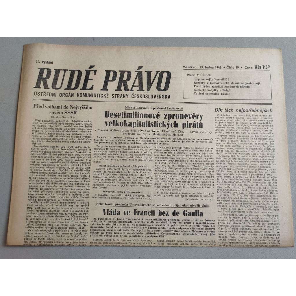 Rudé právo (23.1.1946) - staré noviny