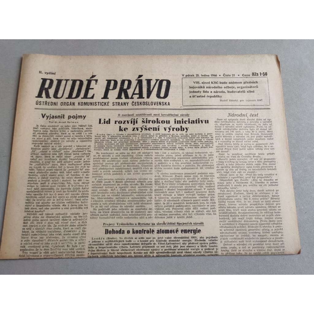 Rudé právo (25.1.1946) - staré noviny