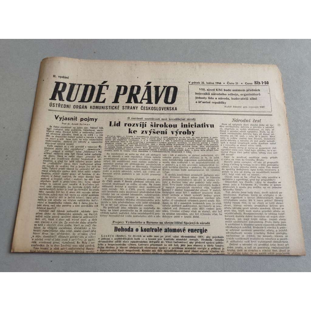 Rudé právo (25.1.1946) - staré noviny