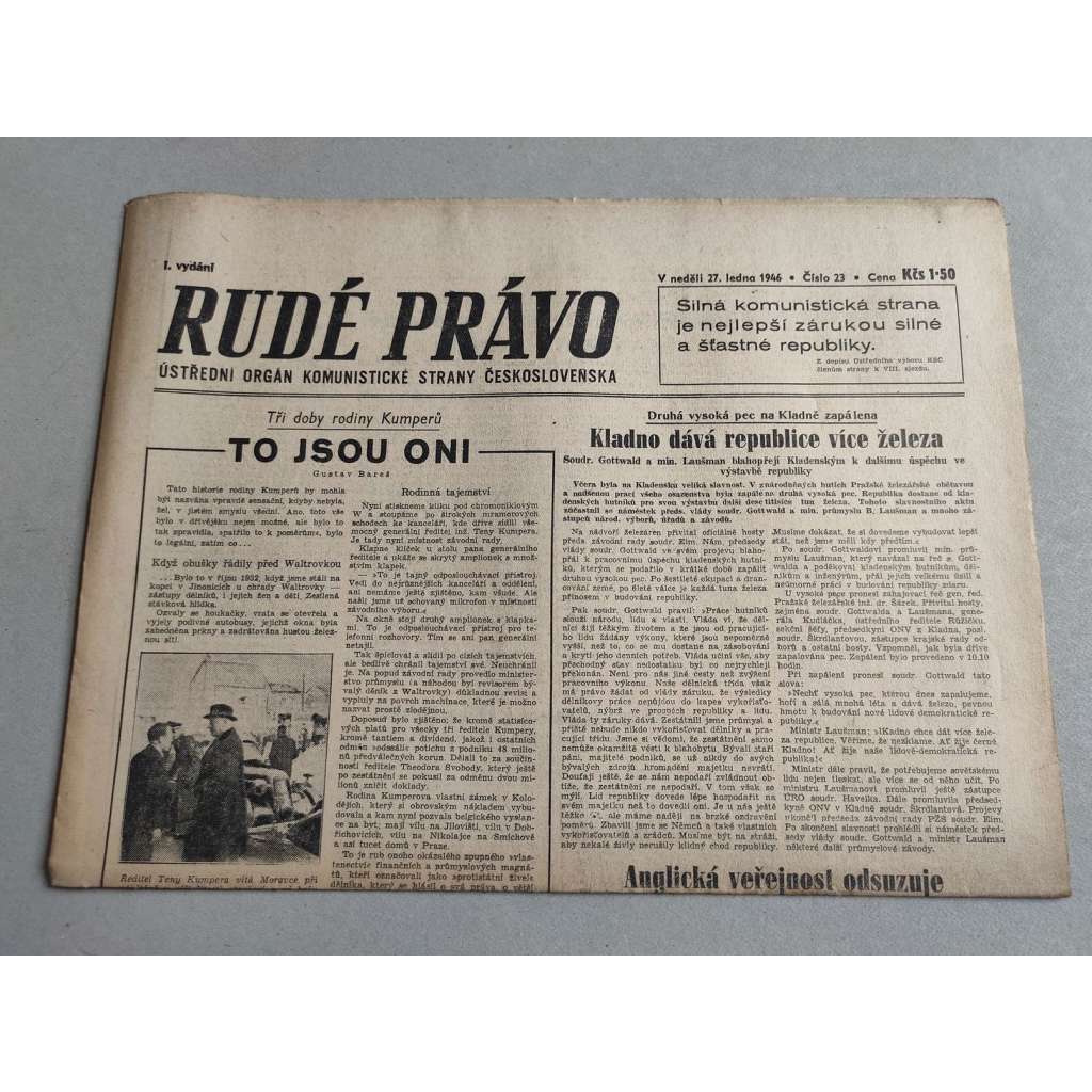 Rudé právo (27.1.1946) - staré noviny