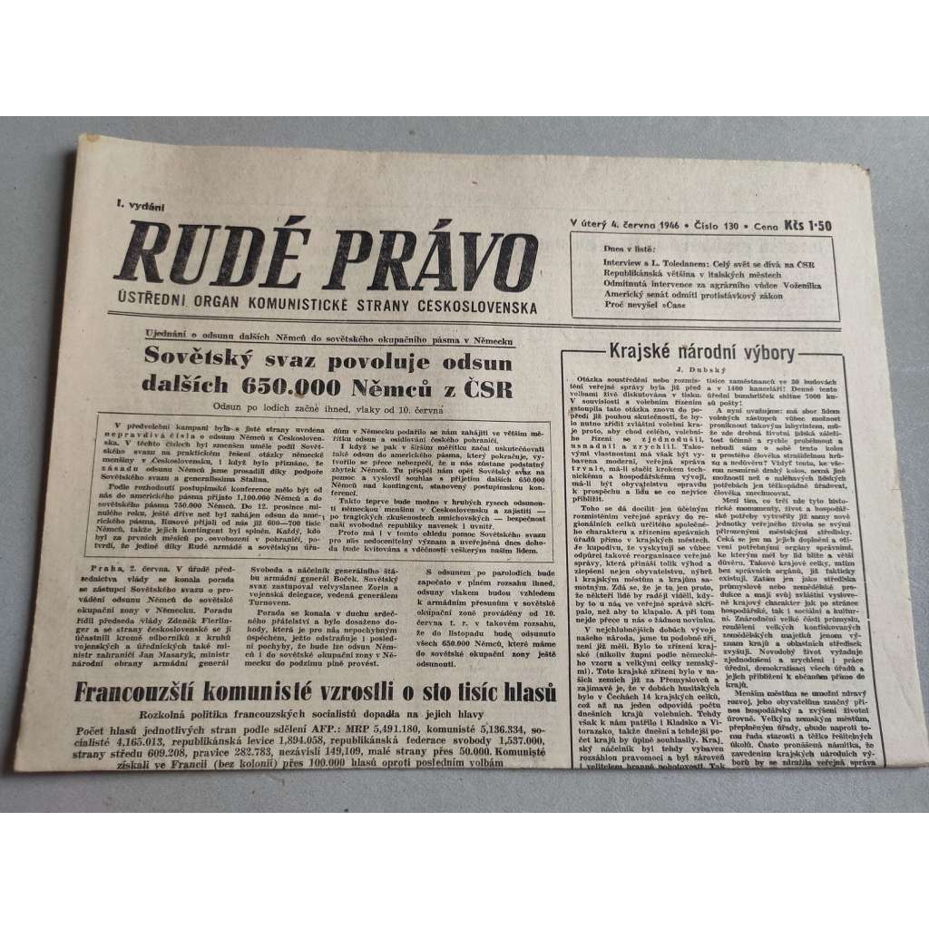 Rudé právo (4.6.1946) - staré noviny