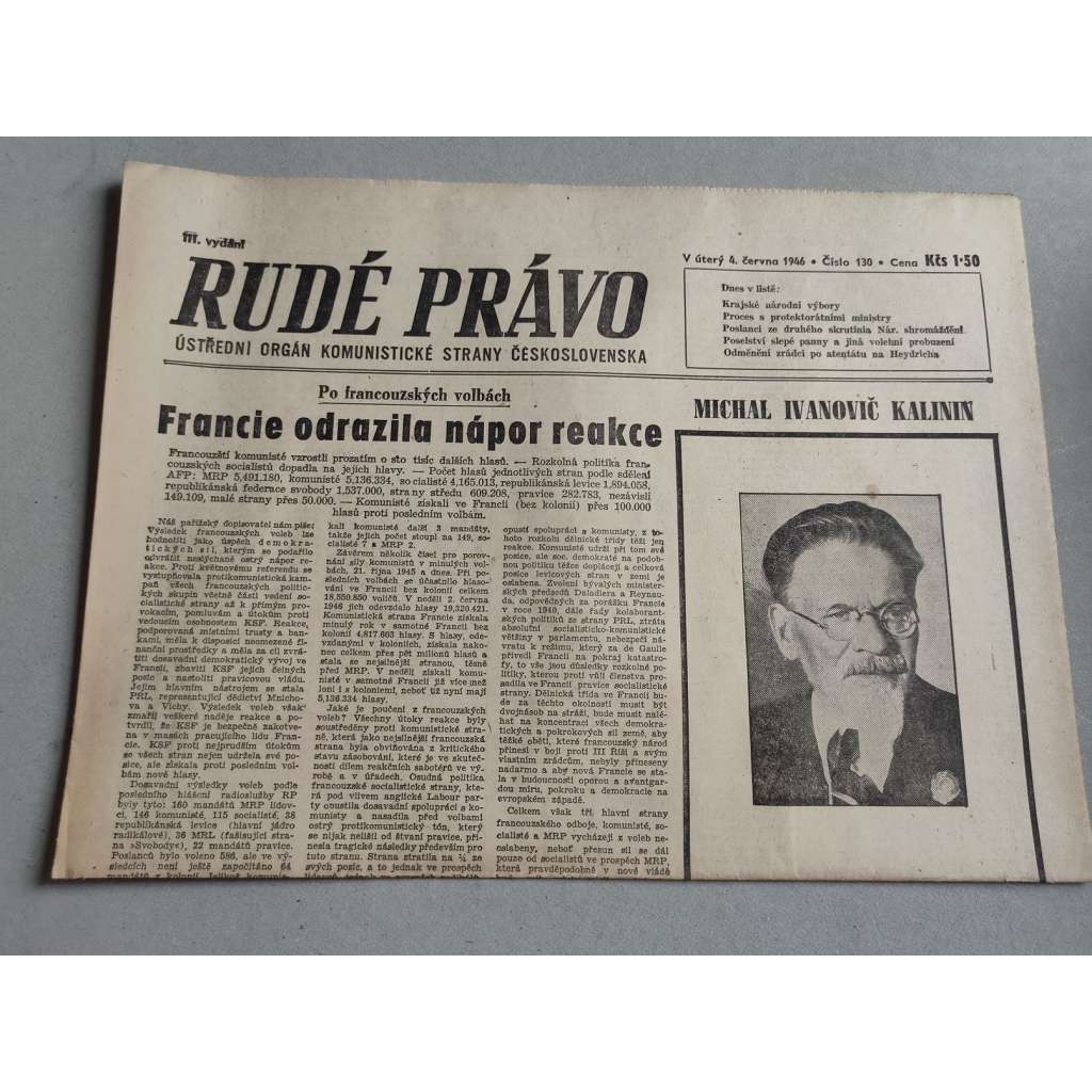 Rudé právo (4.6.1946) - staré noviny