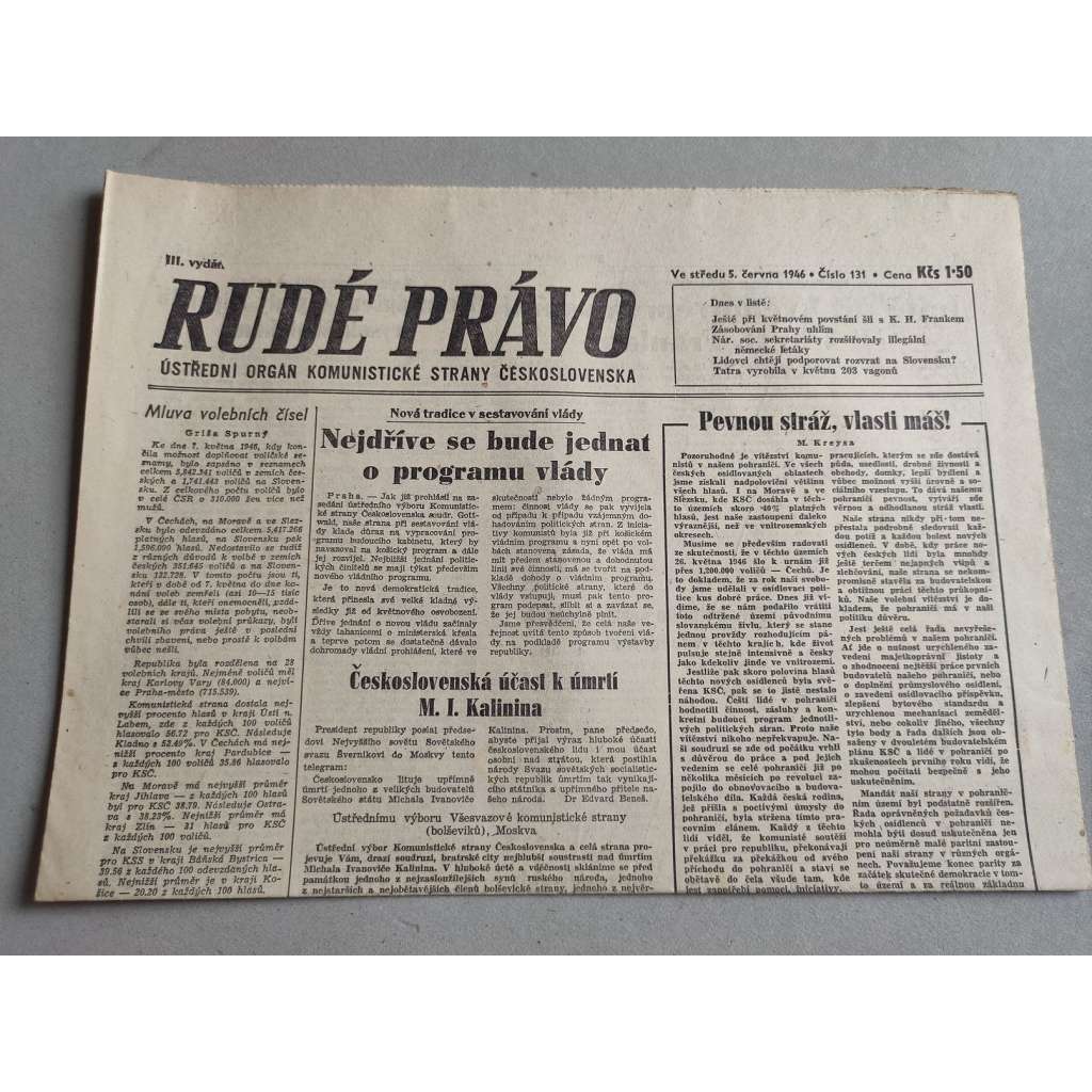 Rudé právo (5.6.1946) - staré noviny