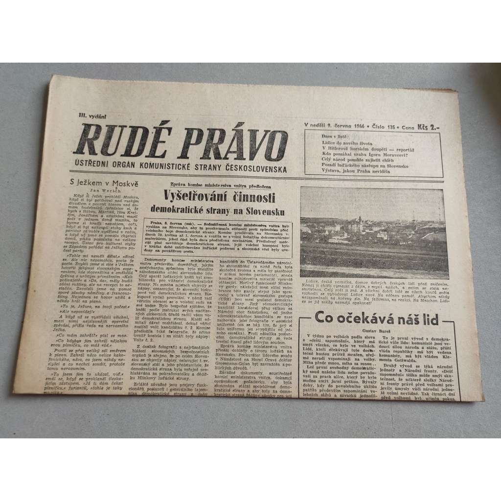 Rudé právo (9.6.1946) - staré noviny