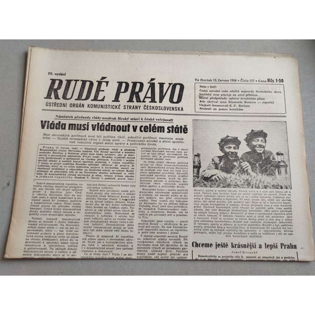 Rudé právo (13.6.1946) - staré noviny