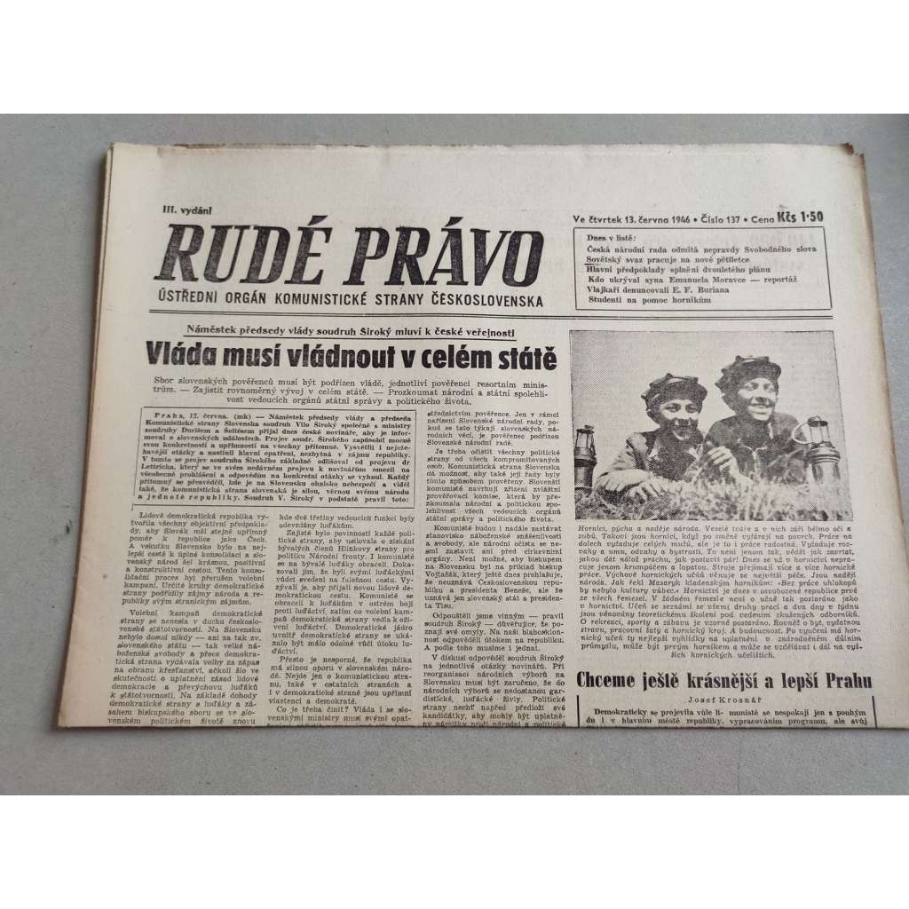 Rudé právo (13.6.1946) - staré noviny
