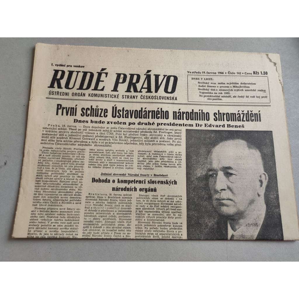 Rudé právo (19.6.1946) - staré noviny