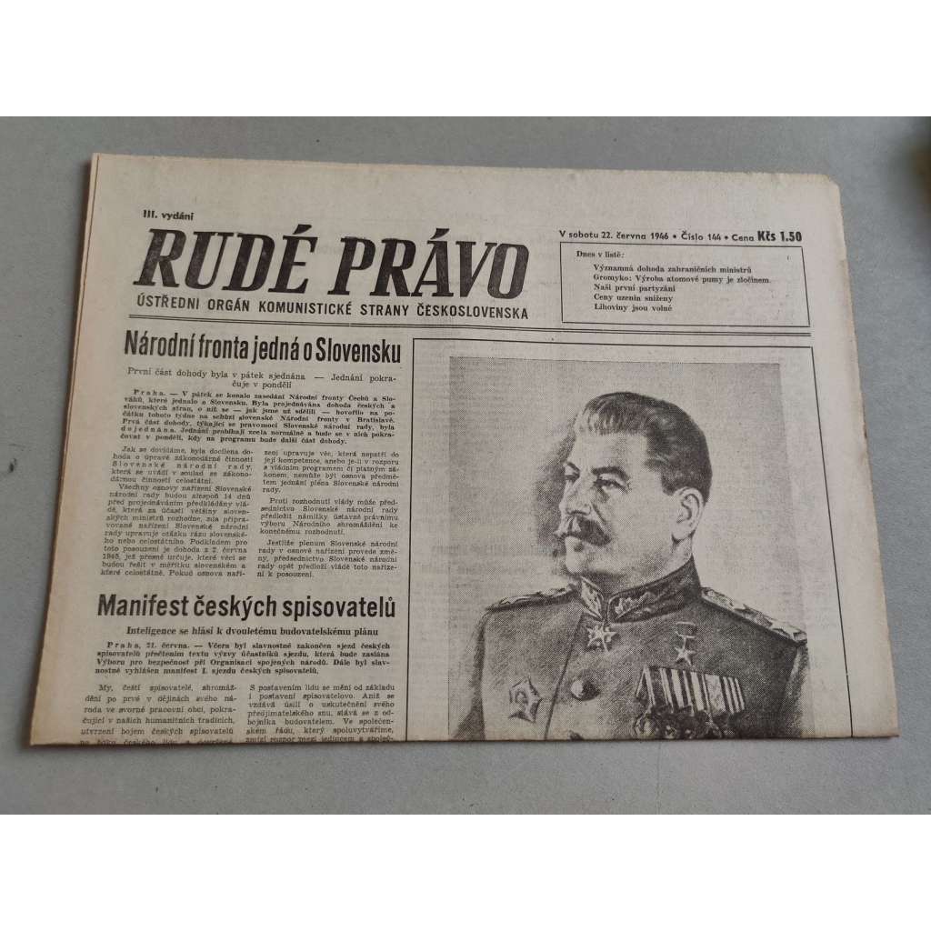 Rudé právo (22.6.1946) - staré noviny