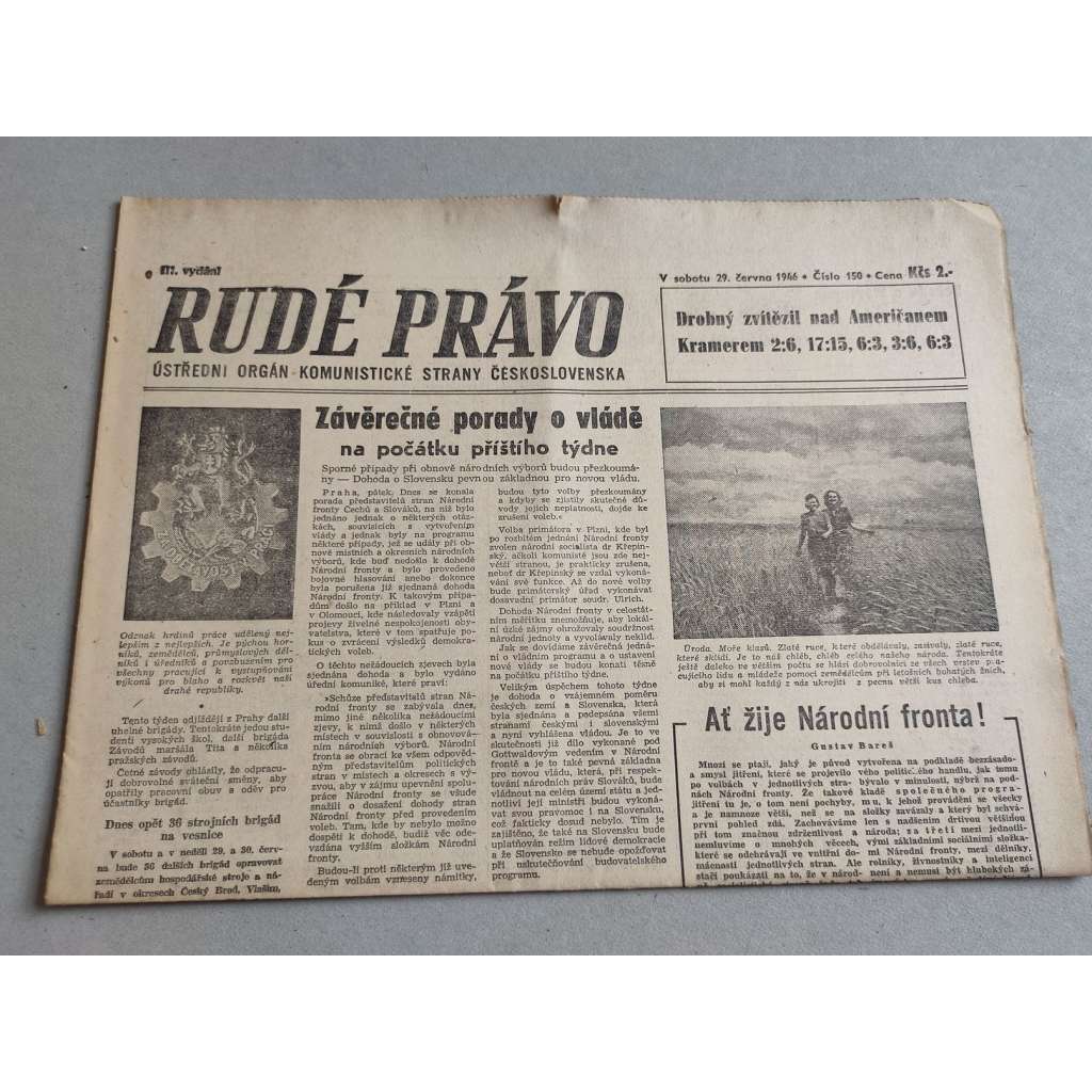 Rudé právo (29.6.1946) - staré noviny