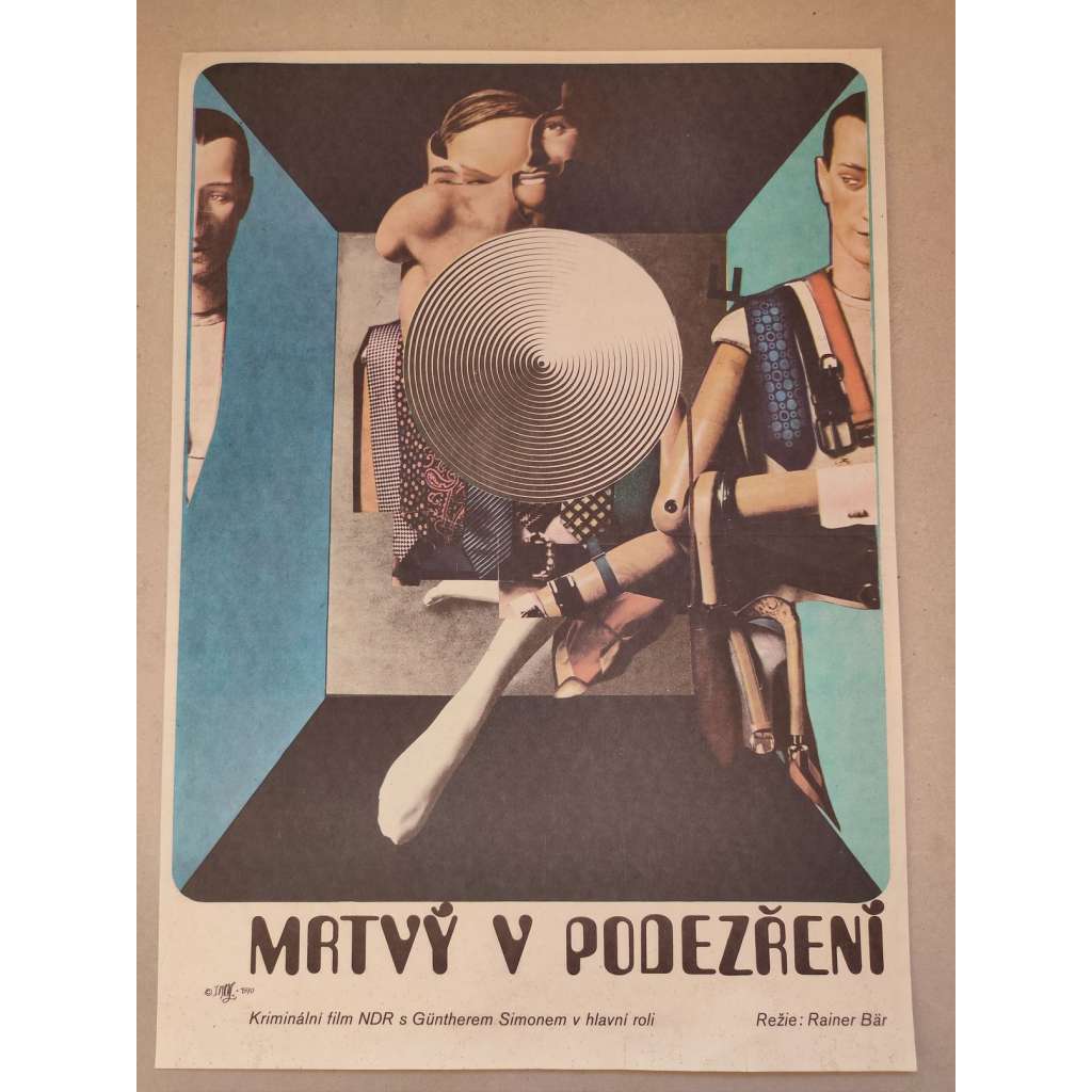 Mrtvý v podezření (filmový plakát, film NDR 1969, režie Rainer Bär; Hrají: Günther Simon, Leon Niemczyk, Brigitte Krause)