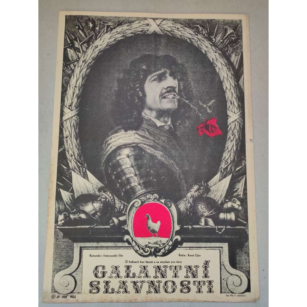 Galantní slavnosti (filmový plakát, film Francie/Rumunsko 1965, režie: René Clair, Pierre Gaspard-Huit; Hrají: Jean-Pierre Cassel, Philippe Avron, Marie Dubois)