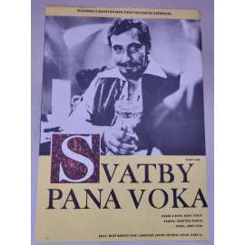 Svatby pana Voka (filmový plakát, film ČSSR 1970, režie: Karel Steklý; Hrají: Miloš Kopecký, Pavel Landovský, Vladimír Brabec)