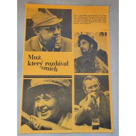 Muž, který rozdával smích (filmový plakát, film ČSSR 1970, režie: Vladimír Sís; Hrají: Martin Frič, Věra Ferbasová, Jiřina Bohdalová, František Filipovský)