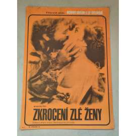 Zkrocení zlé ženy (filmový plakát, film Itálie / USA 1967, režie Franco Zeffirelli; Hrají: Elizabeth Taylor, Richard Burton, Cyril Cusack)