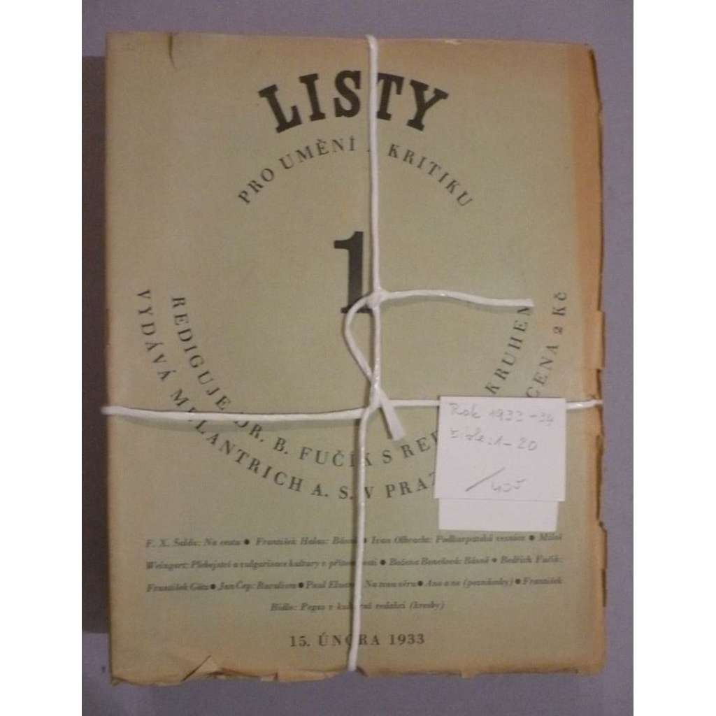 Listy pro umění a kritiku, 1933-34, č.1-10