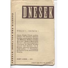 Dnešek, ročník I., číslo 7/1931. Časopis pro kulturní otázky