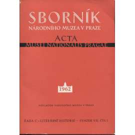 Sborník Národního muzea v Praze, svazek VII, číslo 1/1962