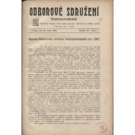 Odborové sdružení českoslovanské, ročník XII./1908 [Statistický časopis a ústřední orgán českoslov. odborových a vzdělávacích spolků] odbory