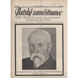 Pražský zaměstnanec, ročník IX., číslo 10/1937. List Národního svazu samosprávných zaměstnanců v Praze (staré noviny, 1. republika) - prezident, úmrtí T. G. Masaryk