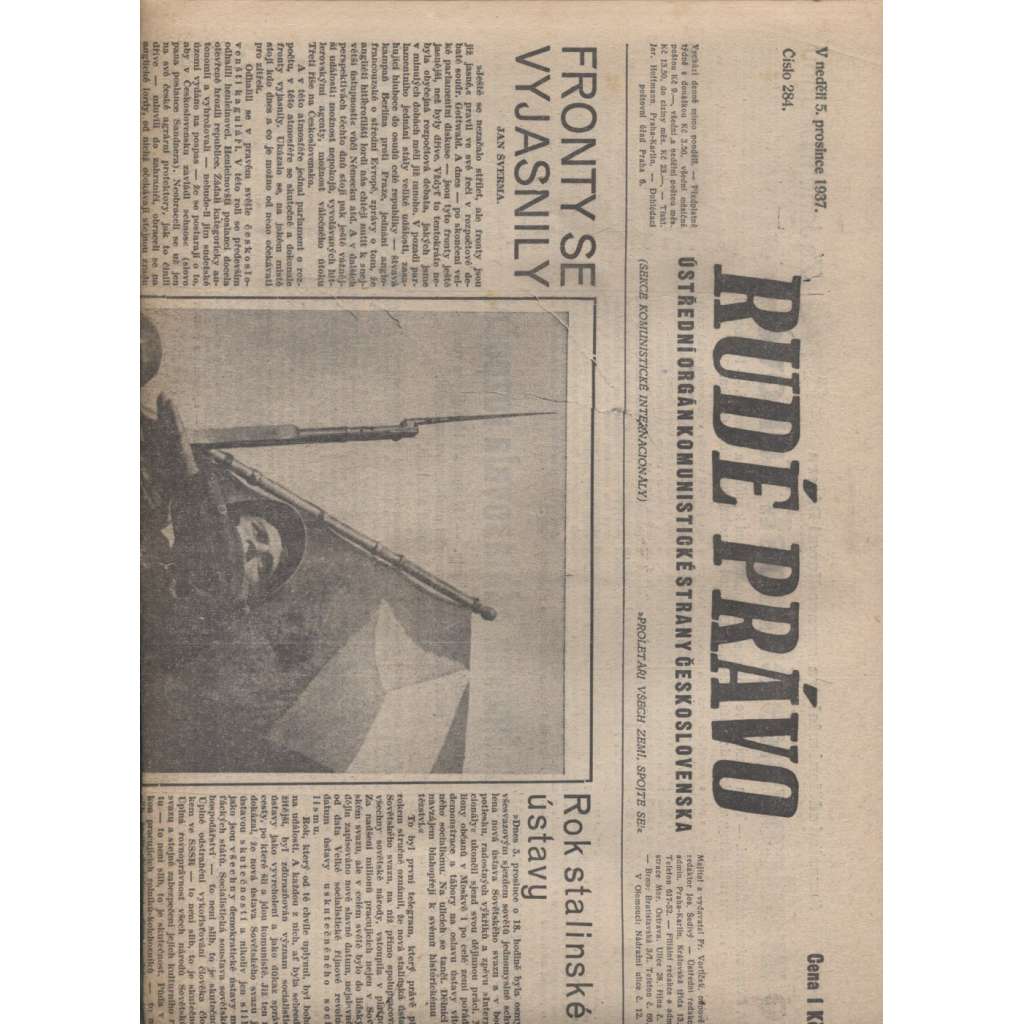 Rudé právo (5.12.1937) - 1. republika, staré noviny