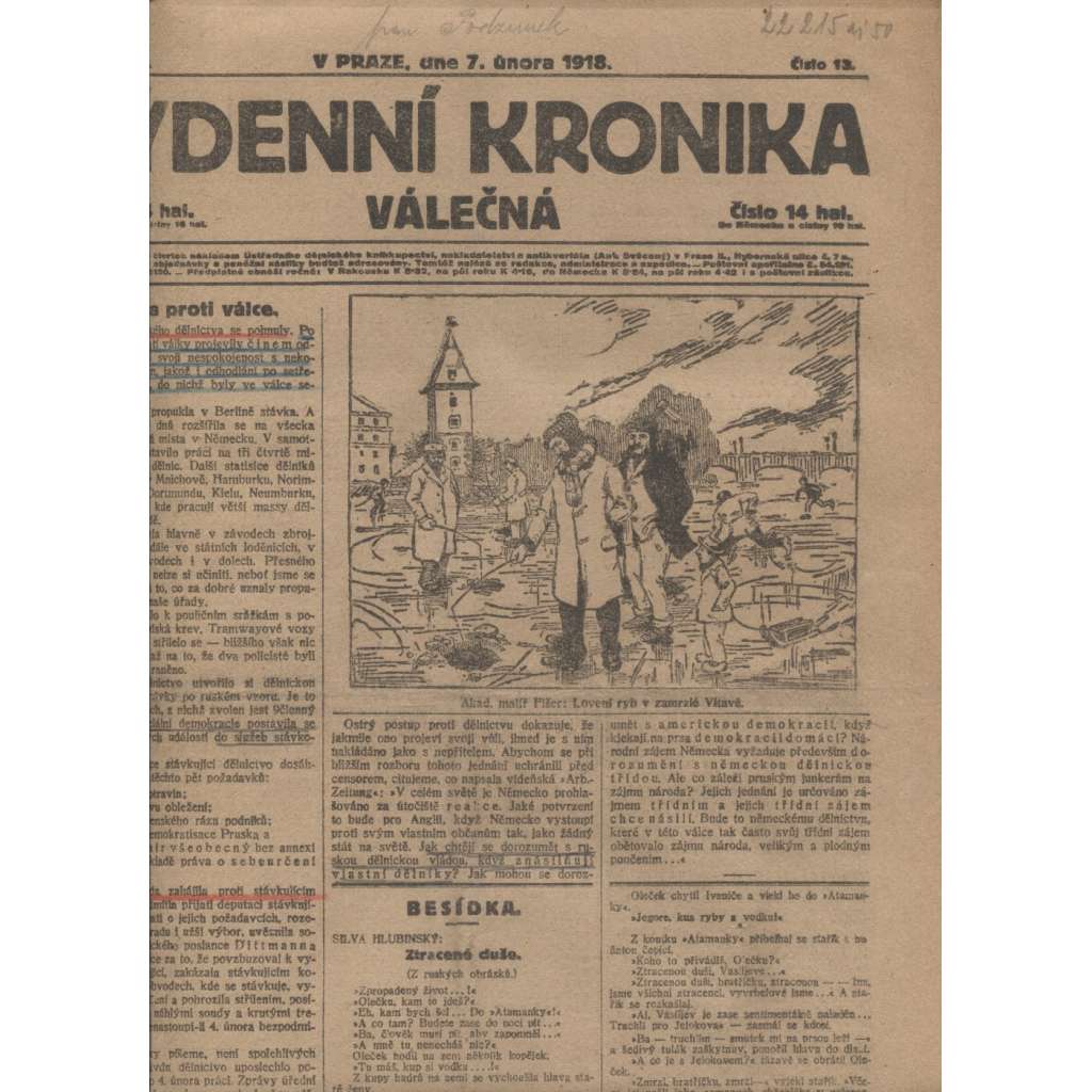 Týdenní kronika válečná (7.2.1918) - staré noviny, I. světová válka