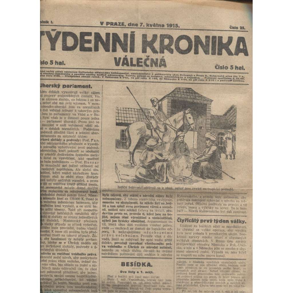 Týdenní kronika válečná (7.5.1915) - staré noviny, I. světová válka