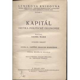 Kapitál. Kritika politické ekonomie. Svazek II., kniha 2. Oběžní proces kapitálu (1925)