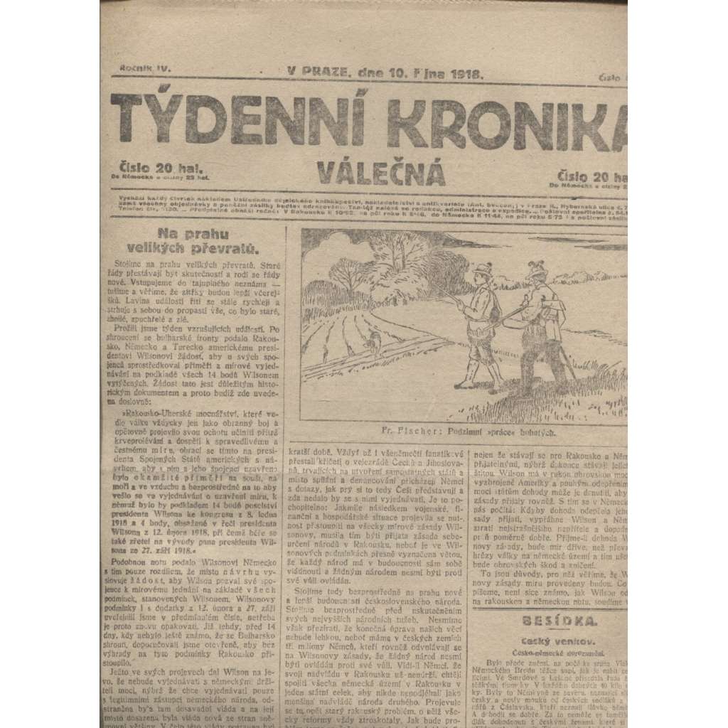 Týdenní kronika válečná (10.10.1918) - staré noviny, I. světová válka