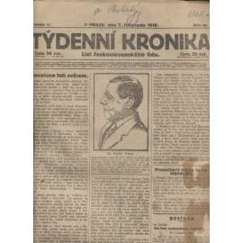 Týdenní kronika (7.11.1918) - staré noviny, I. světová válka (pošk.)