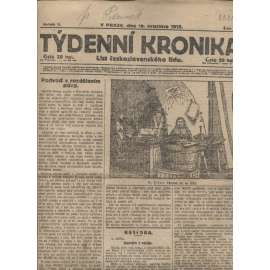 Týdenní kronika (19.12.1918) - staré noviny, 1. republika, I. světová válka (není kompletní)