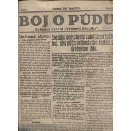 Boj o půdu. Zvláštní vydání "Týdenní kronika" (staré noviny, 1. republika)