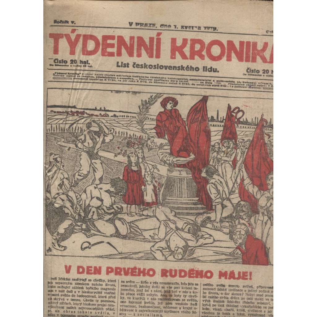 Týdenní kronika (1.5.1919) - staré noviny, 1. republika