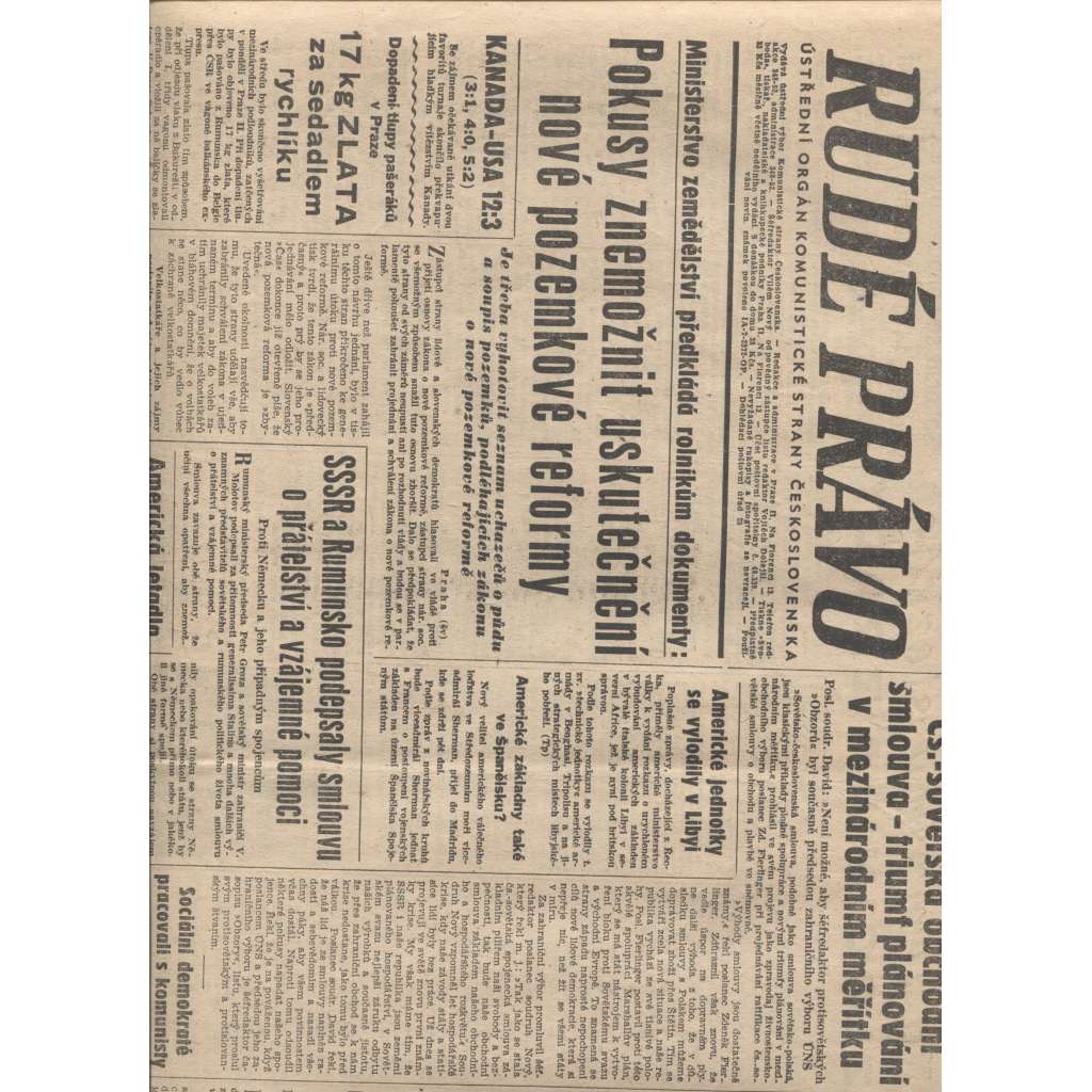 Rudé právo (6.2.1948) - staré noviny, vítězný únor, únorové vítězství, komunistický převrat, únorový puč