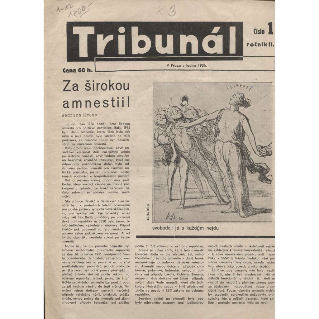 Tribunál, ročník II., číslo 1.-12./1936  - staré noviny, 1. republika (kompletní ročník)