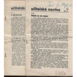 Učitelské noviny, číslo 5. a 8./1938 - staré noviny, 1. republika (2 kusy)