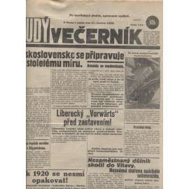 Rudý večerník (21.6.1929) - staré noviny, 1. republika