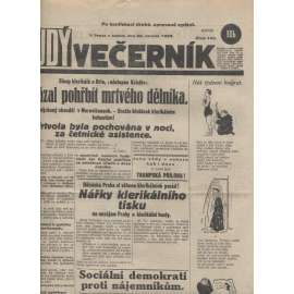 Rudý večerník (22.6.1929) - staré noviny, 1. republika