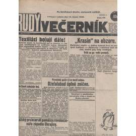 Rudý večerník (16.2.1929) - staré noviny, 1. republika