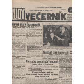 Rudý večerník (18.2.1929) - staré noviny, 1. republika