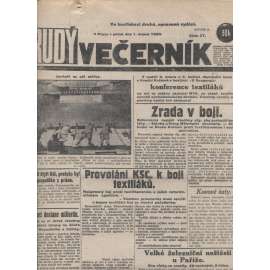 Rudý večerník (1.2.1929) - staré noviny, 1. republika