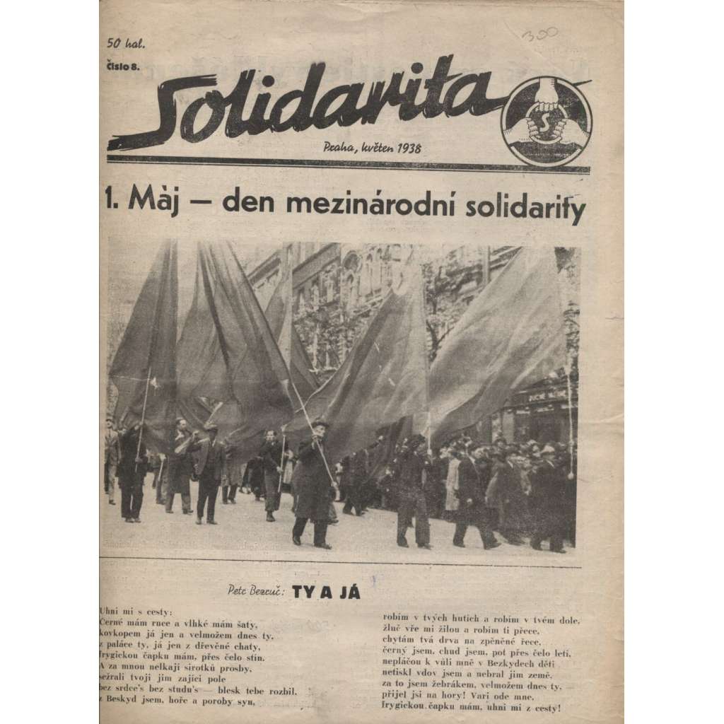 Solidarita, číslo 8., květen 1938 - staré noviny, 1. republika