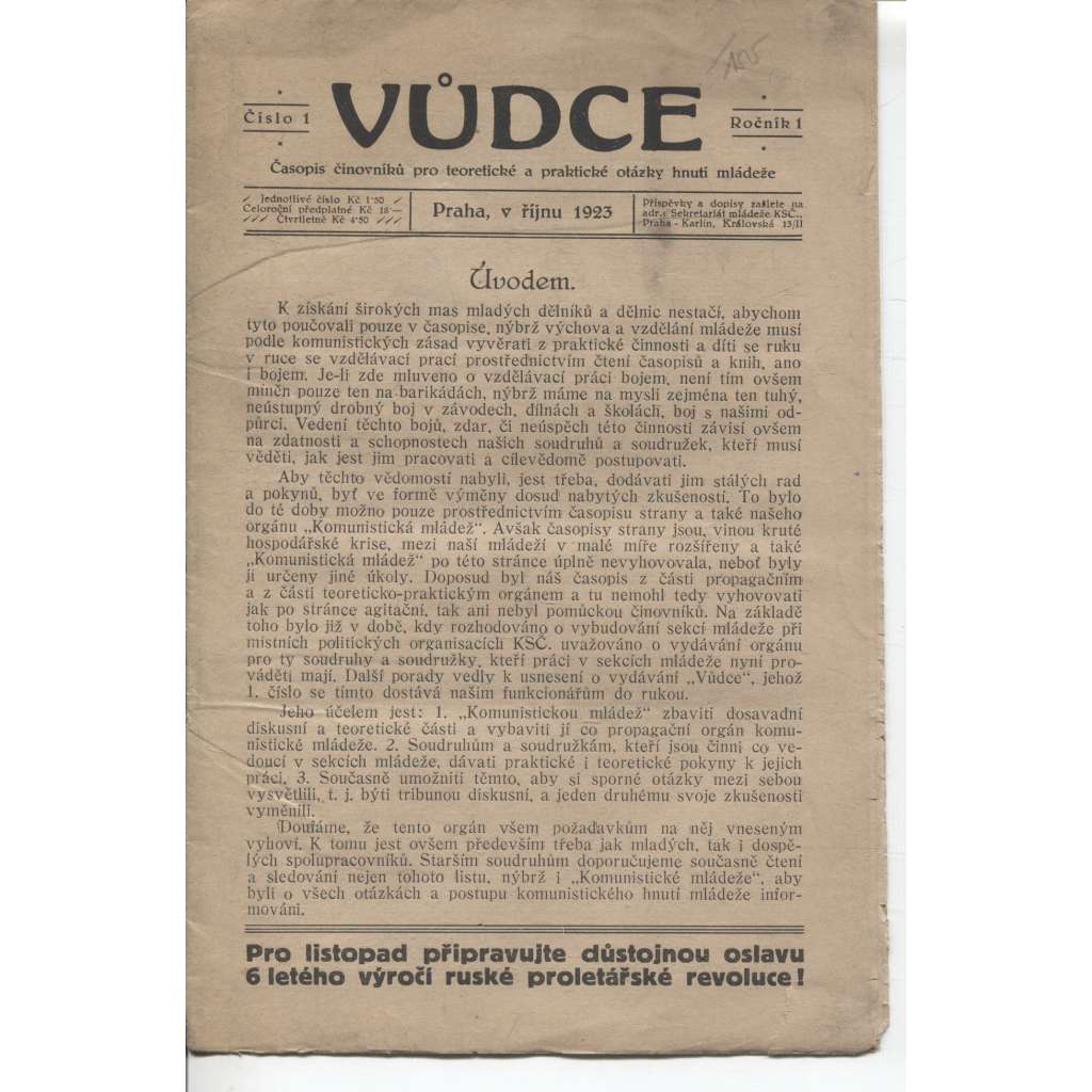 Vůdce (říjen 1923) - staré noviny, 1. republika
