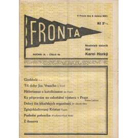 Fronta, ročník IX., číslo 19/1937 (Nezávislý týdeník) - 8.4.1937