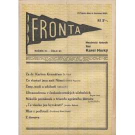 Fronta, ročník IX., číslo 27/1937 (Nezávislý týdeník) - 3.6.1937